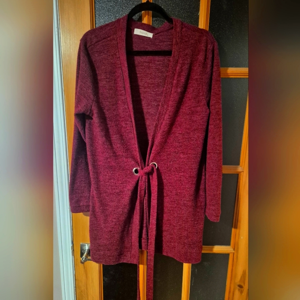 Liquido Red Open-Front Cardigan